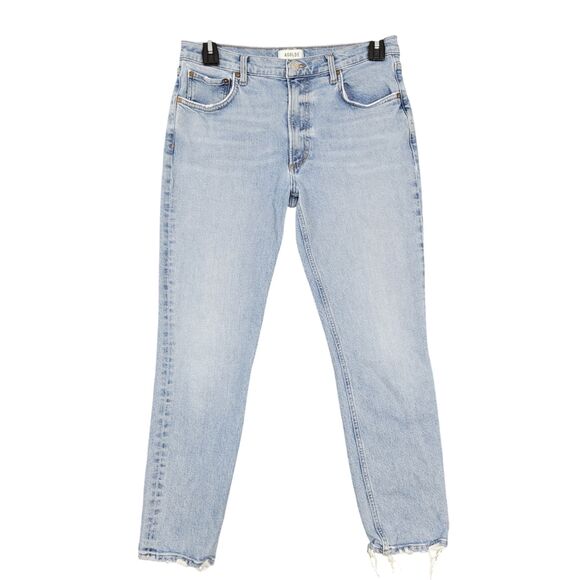 Agolde Denim - AGOLDE Willow Mid Rise Slim Crop Stretch Denim Blue Jeans Organic Cotton SIZE 30